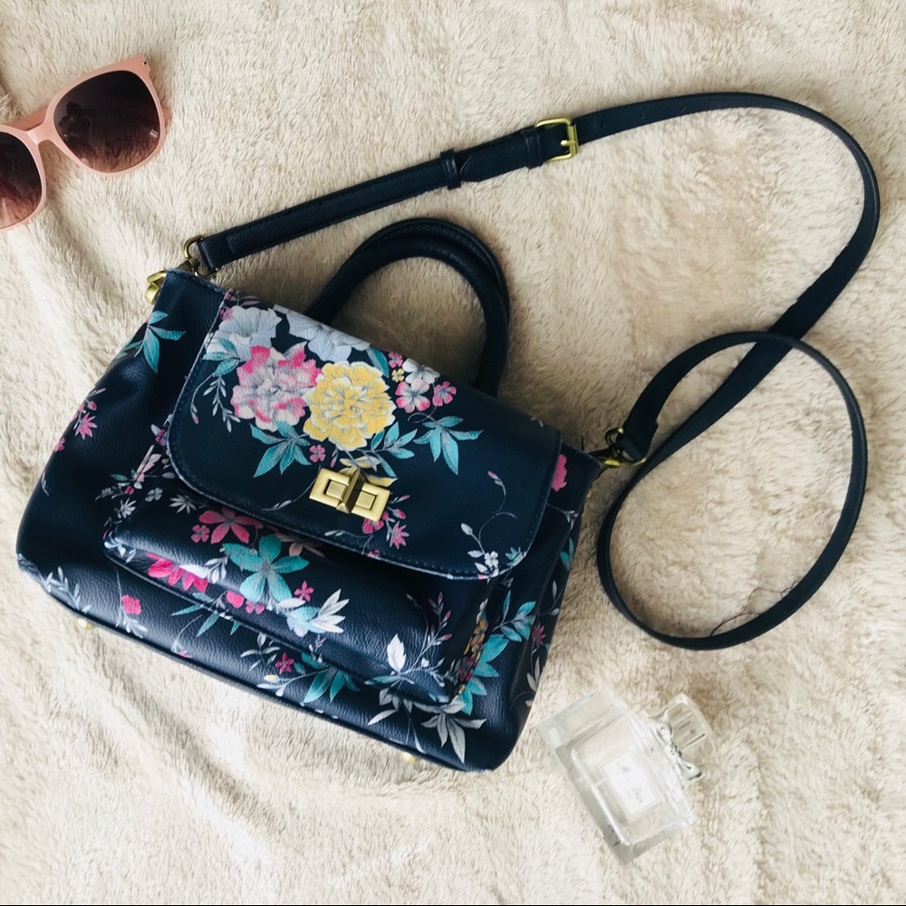 Merona Navy Blue Floral Purse